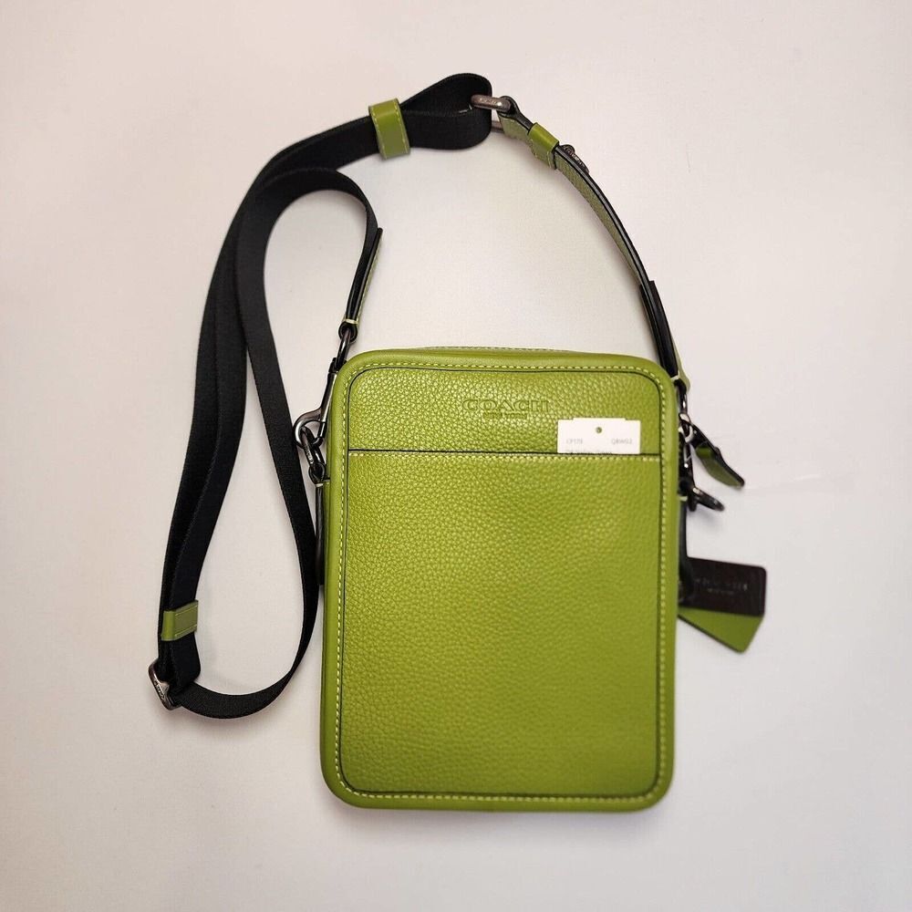 NWT COACH CP178 Sullivan Crossbody In Refine Pebble Leather Yellow Green - Picture 1 of 5